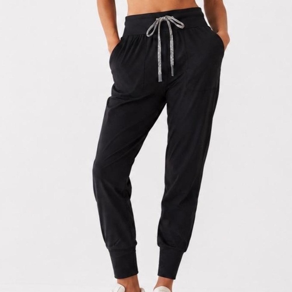 Varley Parkhurst Black Fluid Stretch Jersey Joggers Small Athleisure